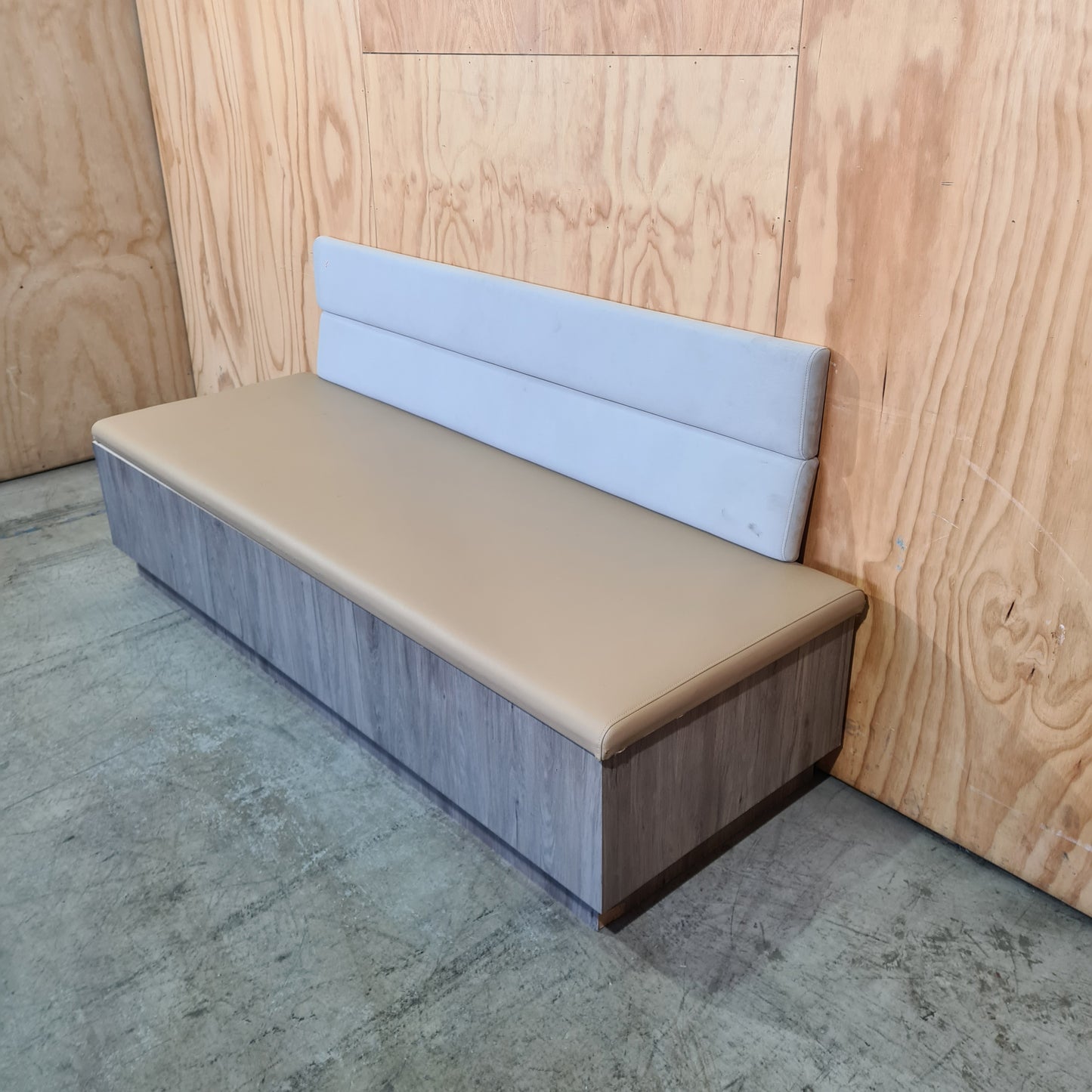 Custom Bench Unit With Wall-Mounted Backrest