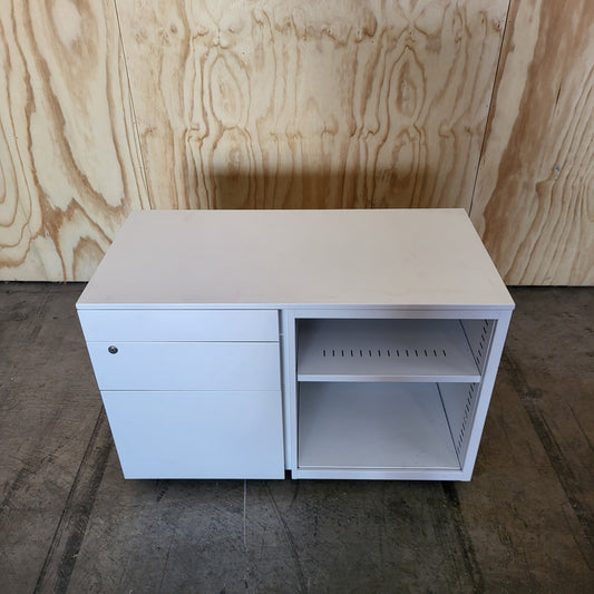 Open Caddy Pedestal in White (Right Shelving)