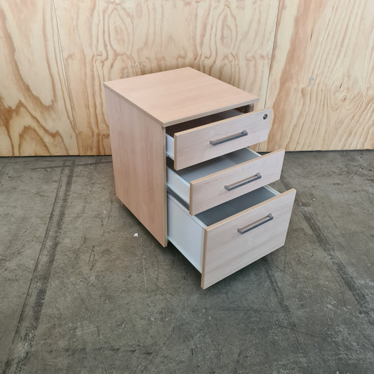Light Wood Laminate 3 Drawer Pedestal