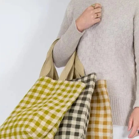 Apple Green Duck Gingham Tote