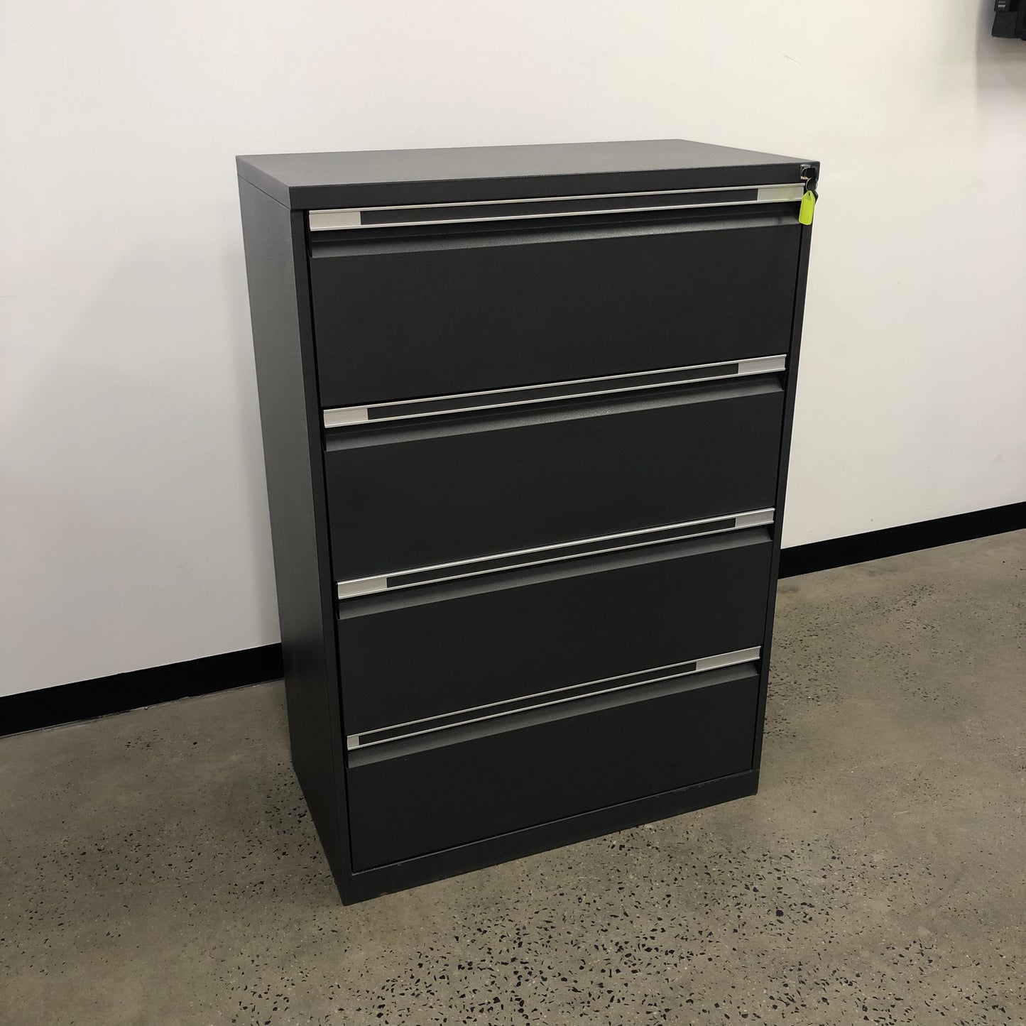 Bosco Wide Filing Cabinet 4 Drawer Dark Grey