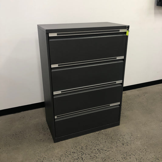 Bosco Wide Filing Cabinet 4 Drawer Dark Grey