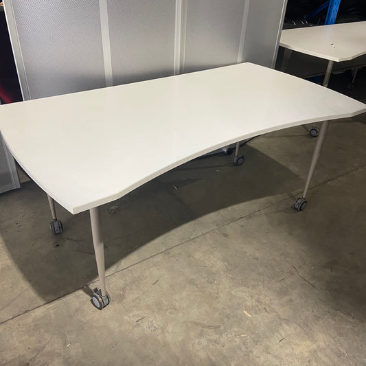 White Curved Hairpin Leg Desk