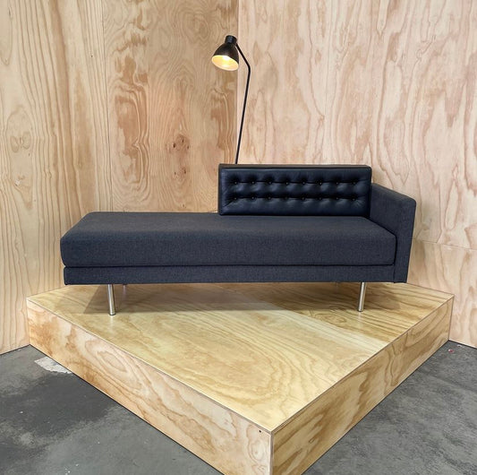 Grey Leather Chaise Lounge