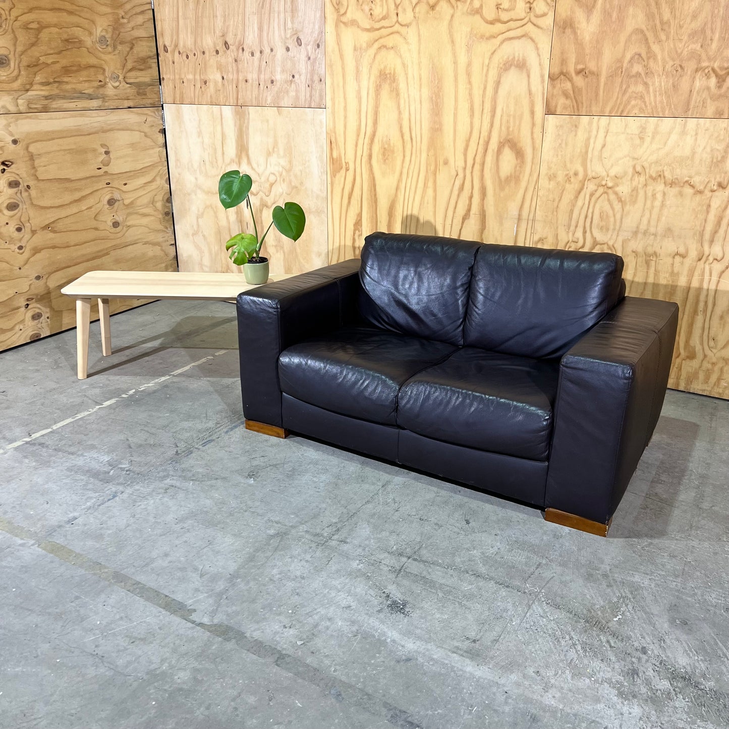 Leather 2 Seater Sofa in Black and Dark Brown