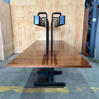 Custom Timber and Steel Boardroom Table with Integrated Overhead Lighting