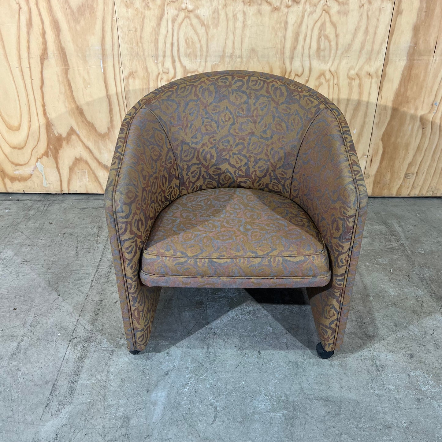 Upholstered Gold Deco Print Tub Chairs