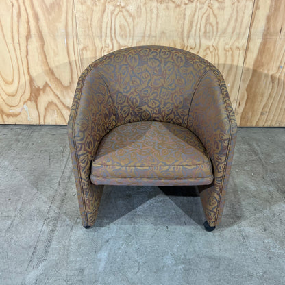 Upholstered Gold Deco Print Tub Chairs