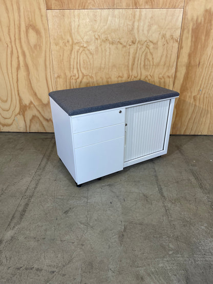 Schiavello Cache Tambour Caddy with Grey Cushioned Top - 1st drawer lock