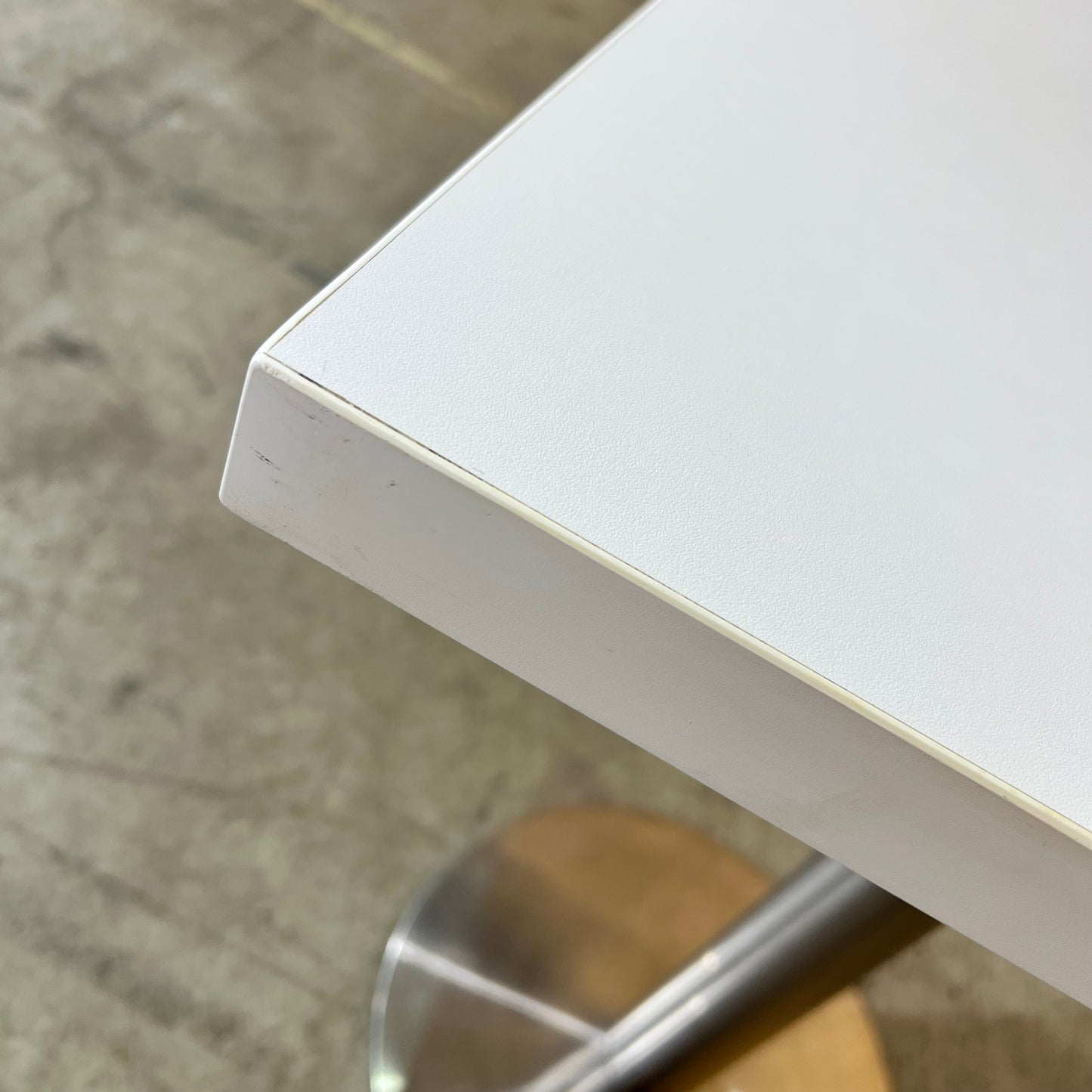 White Square Cafe Table with Chrome Base