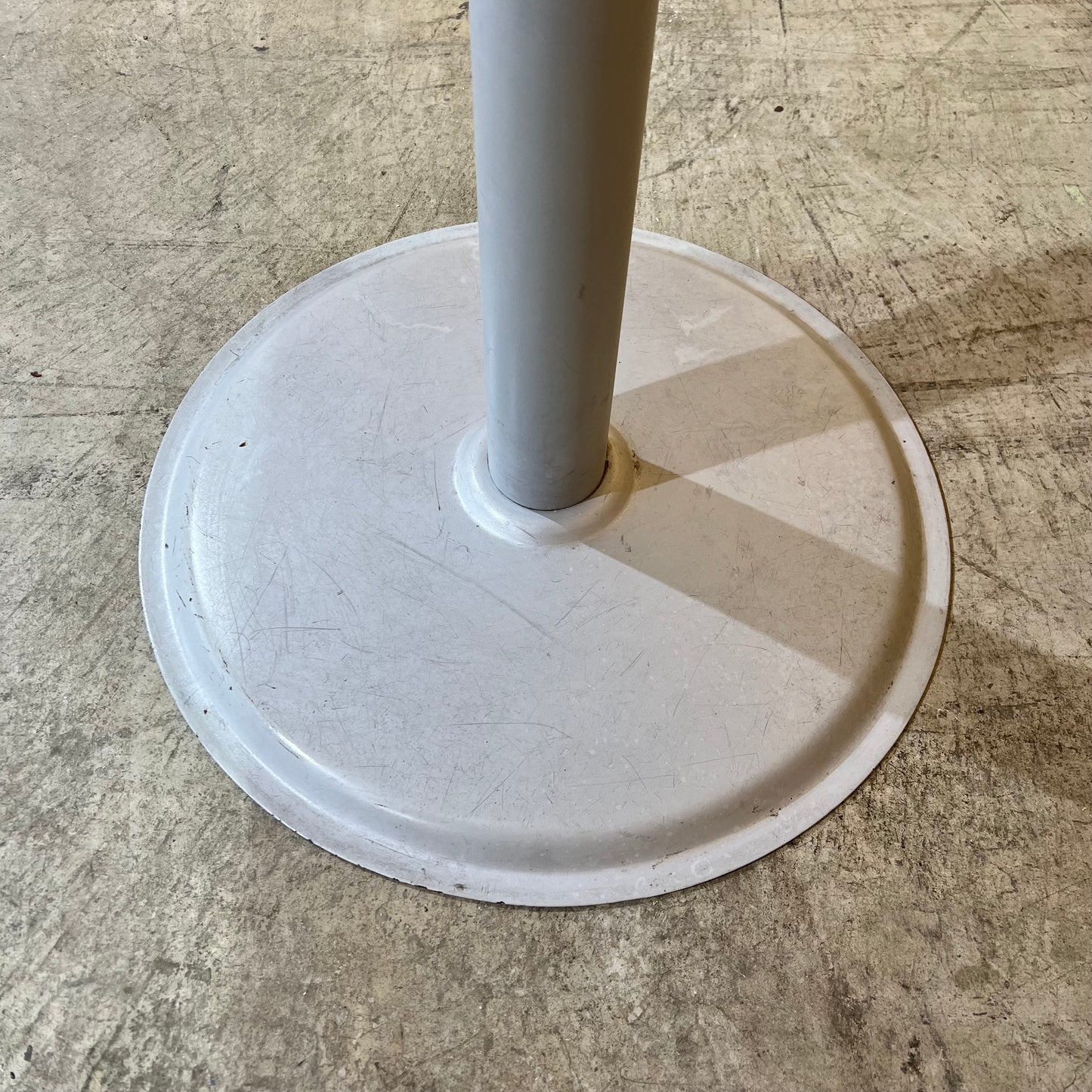White Square Cafe Table with Round Metal Base