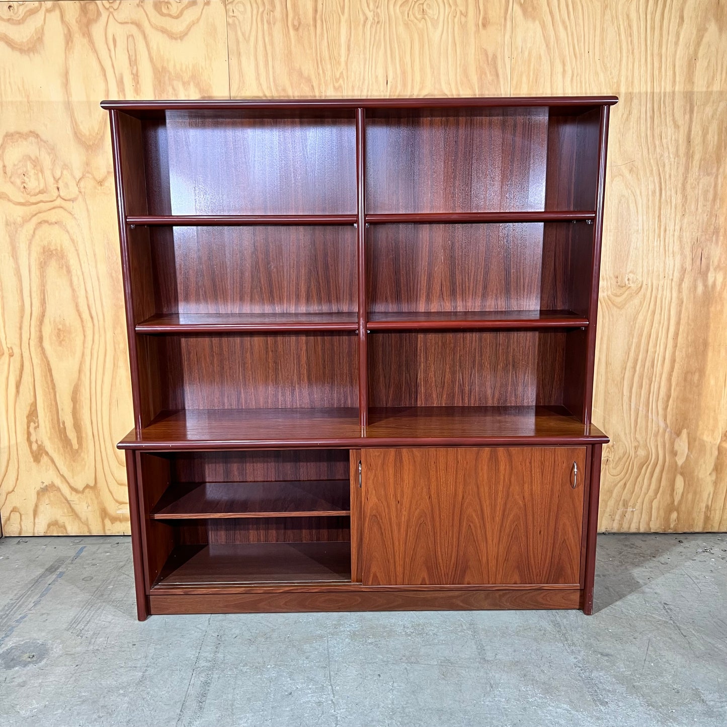 Modern Timber Veneer Credenza with Hutch
