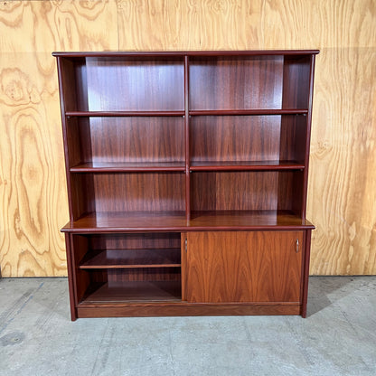 Modern Timber Veneer Credenza with Hutch