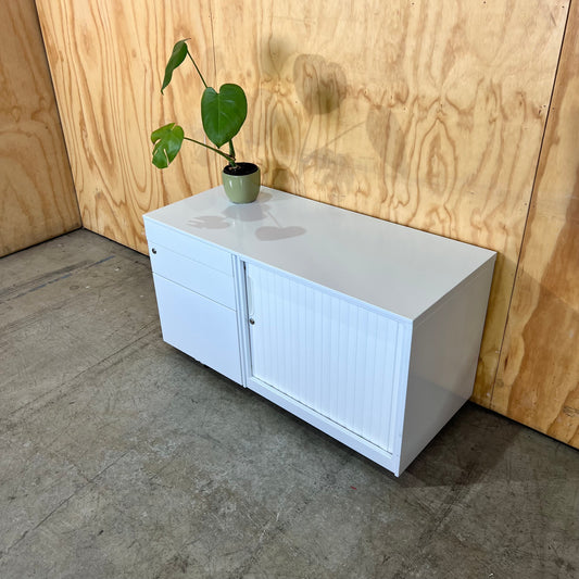 Krost White Drawer Caddy with Tambour Door - No keys