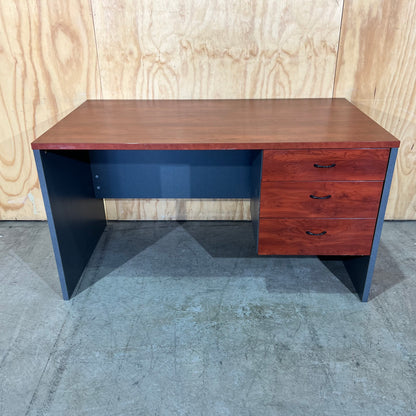 Desk with integrated Pedestal in Cherry Wood Laminate