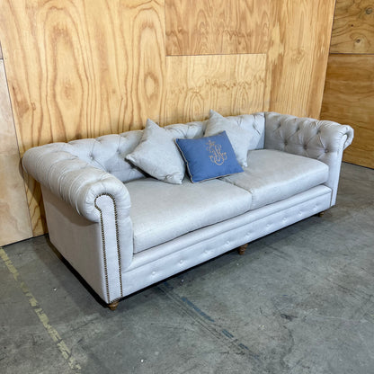 Natural Linen Chesterfield Style Couch/Sofa