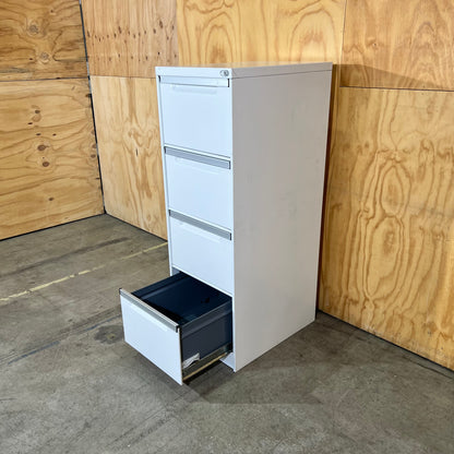 White Metal Four Drawer Filing Cabinet