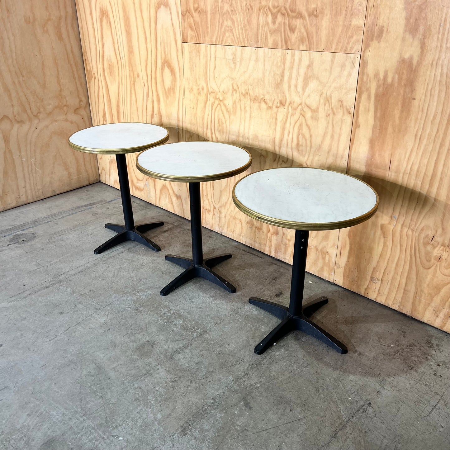 Round Cafe Table with Brass Trim