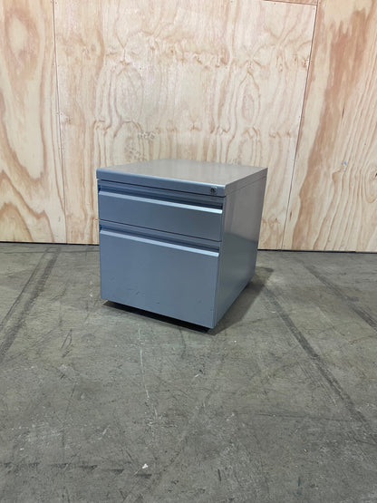 Silver Metal 2 Drawer Pedestal