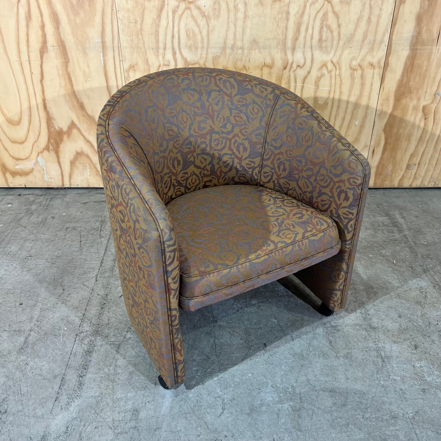 Upholstered Gold Deco Print Tub Chairs