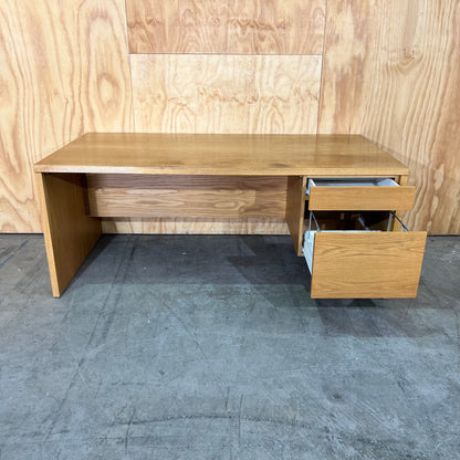 Mid Century Oak Veneer Desk with Drawers