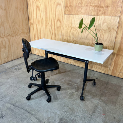 White Flip Table on Castors