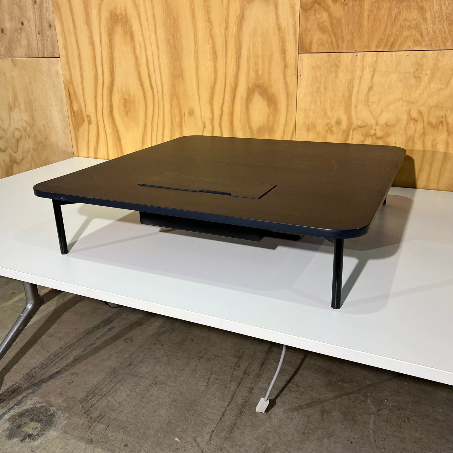 Minimalist Desktop Monitor Riser with Cable Access