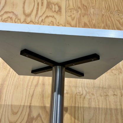 White Square Cafe Table on Chrome Base