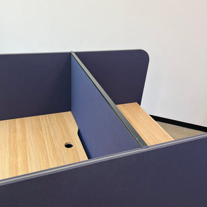 Zenith PRECINCT POD double sided in Blue with Wooden Laminate Desktop