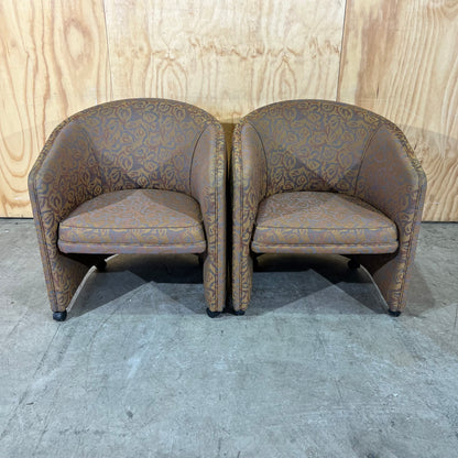 Upholstered Gold Deco Print Tub Chairs