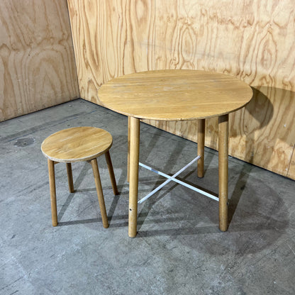 Round Timber Stool with Thin Legs