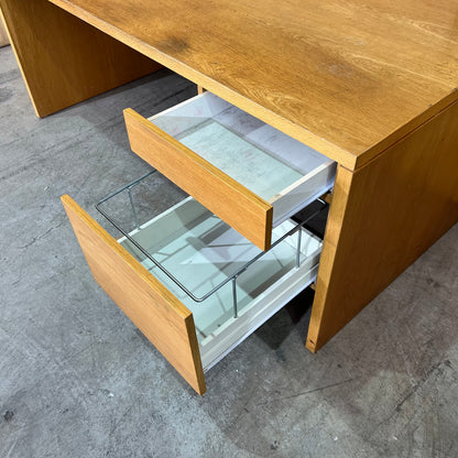 Mid Century Oak Veneer Desk with Drawers