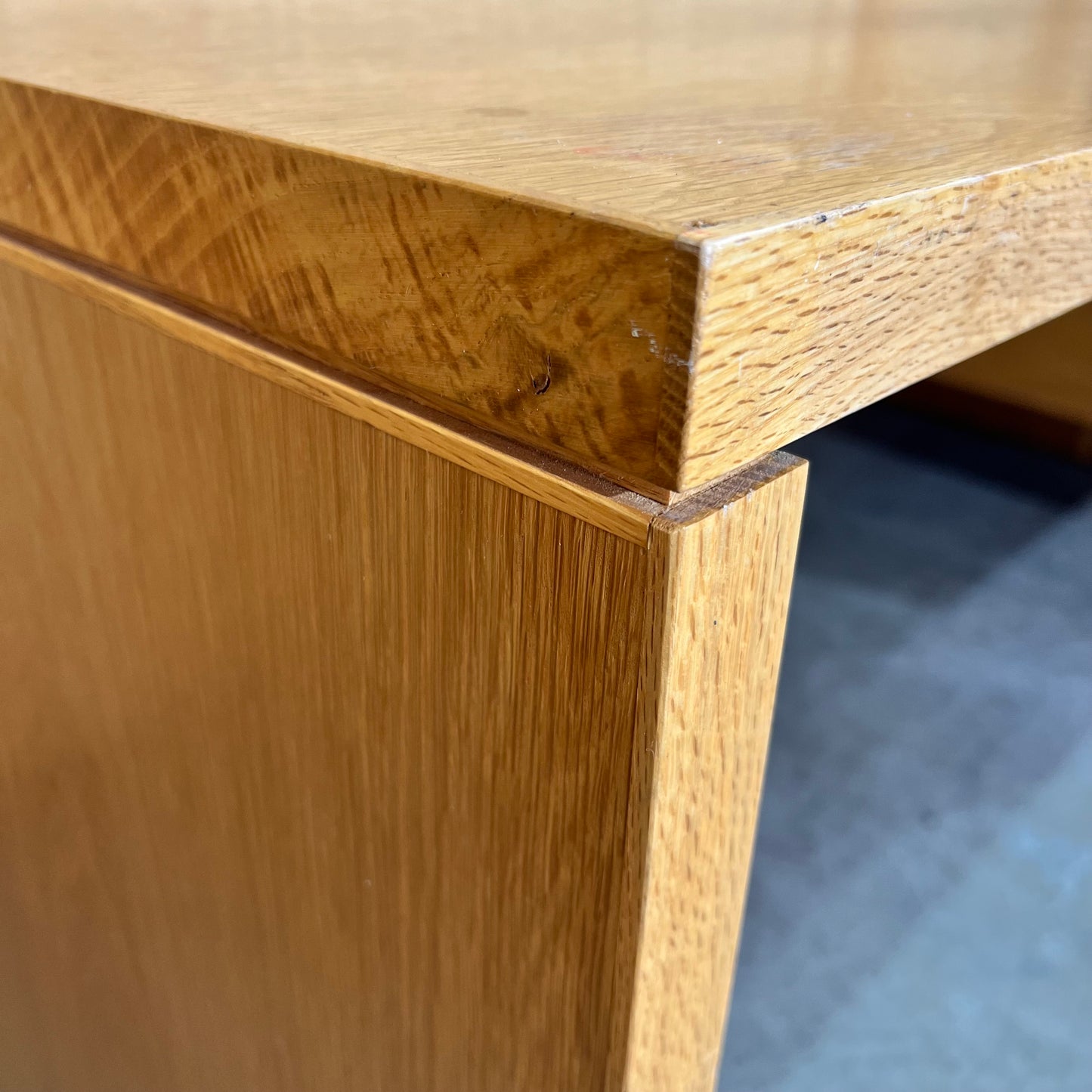 Mid Century Oak Veneer Desk with Drawers