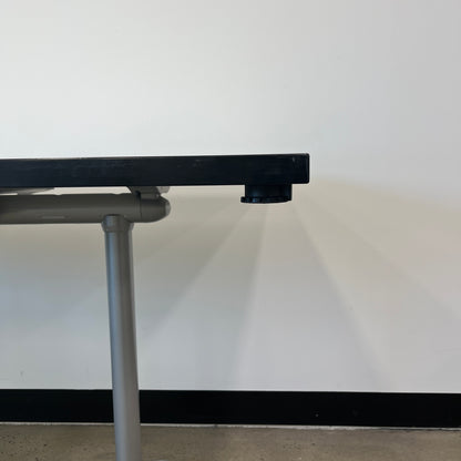 White Flip Table Black Trim on Castors