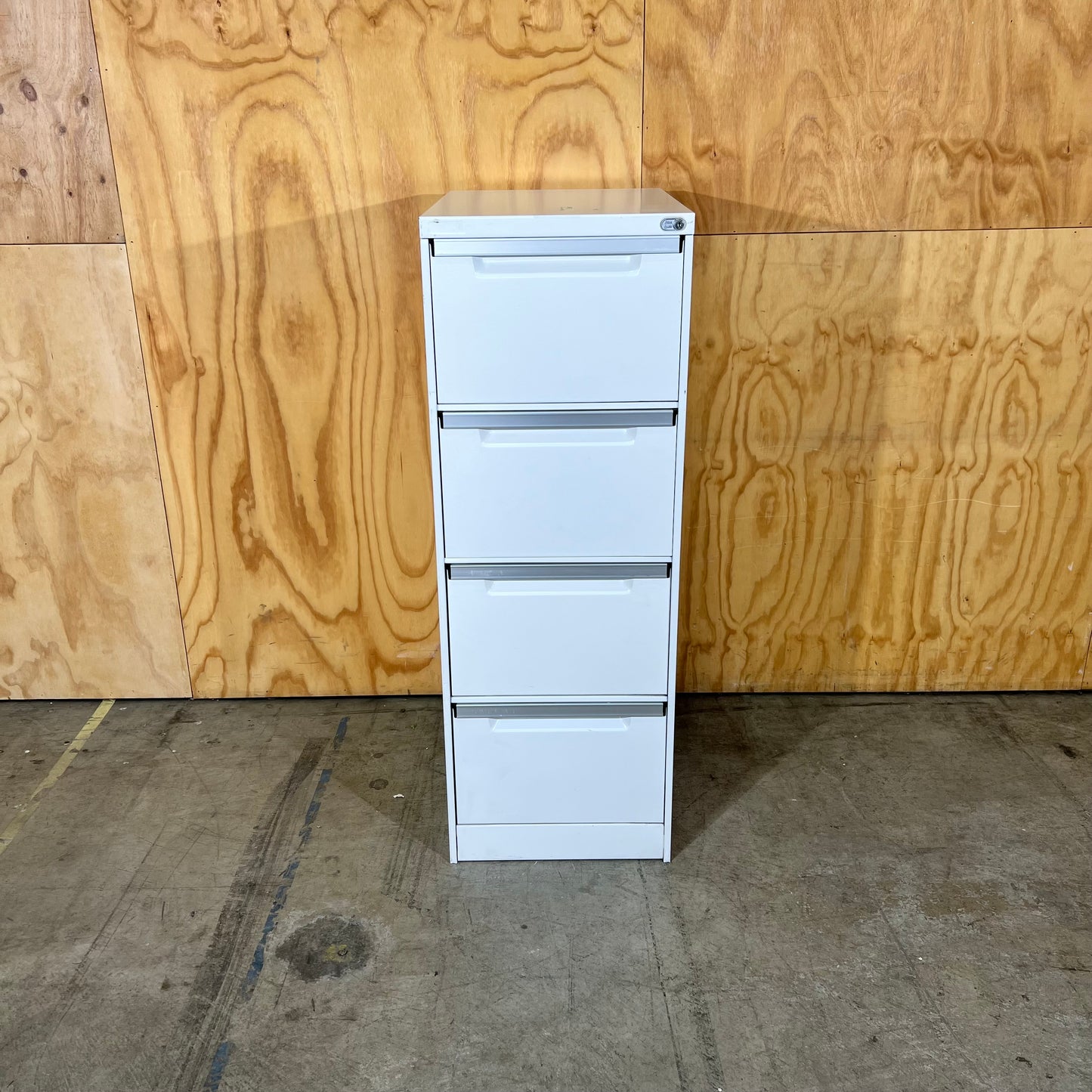 White Metal Four Drawer Filing Cabinet