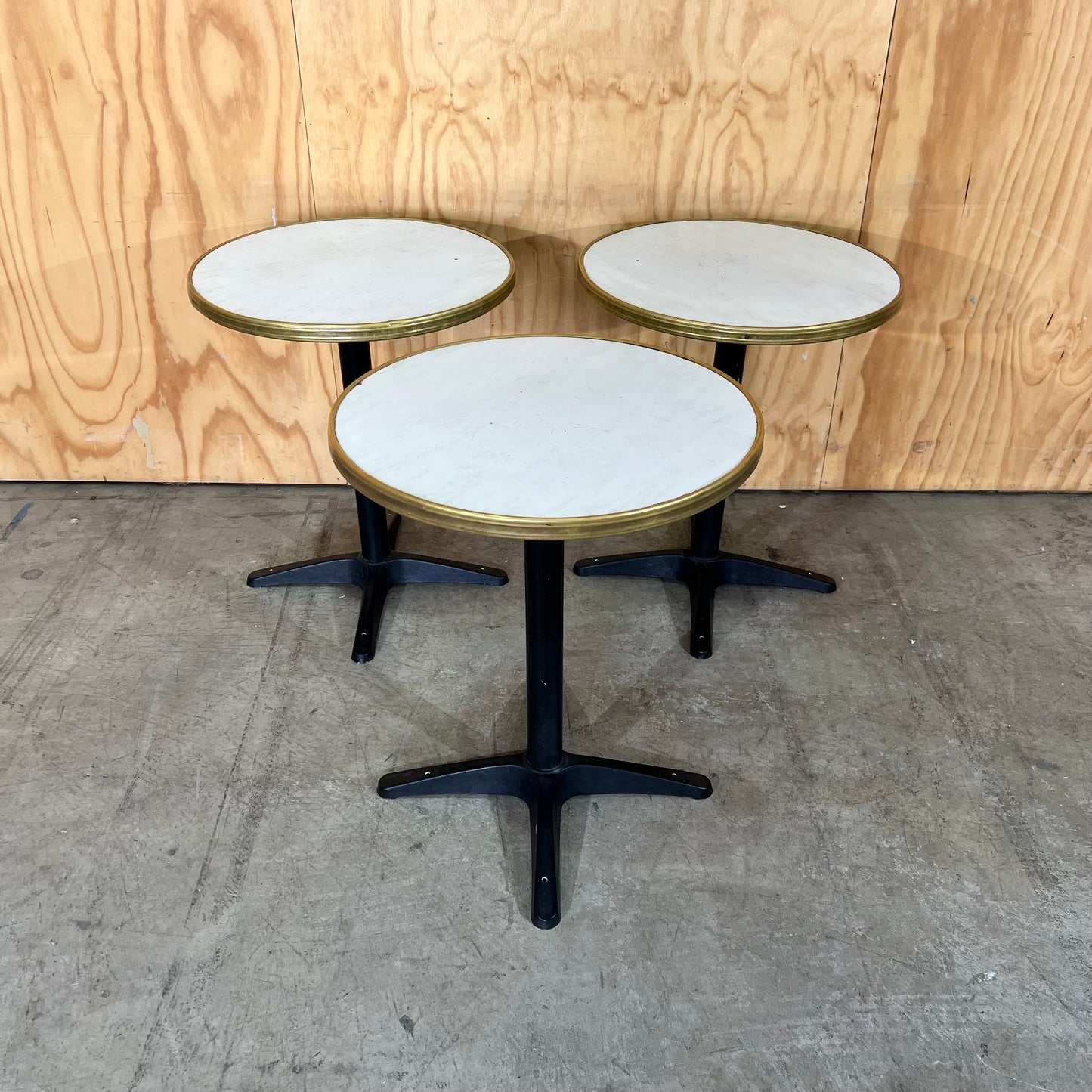 Round Cafe Table with Brass Trim