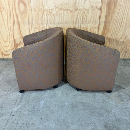 Upholstered Gold Deco Print Tub Chairs