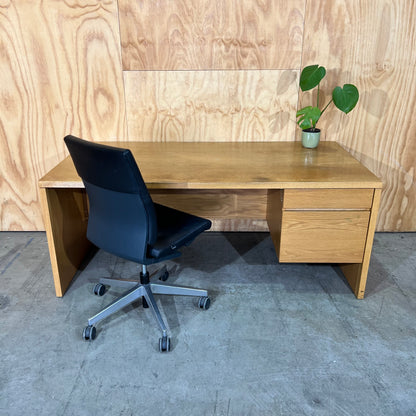 Mid Century Oak Veneer Desk with Drawers