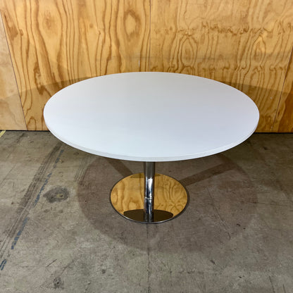 Classic White Round Table on Chrome Base