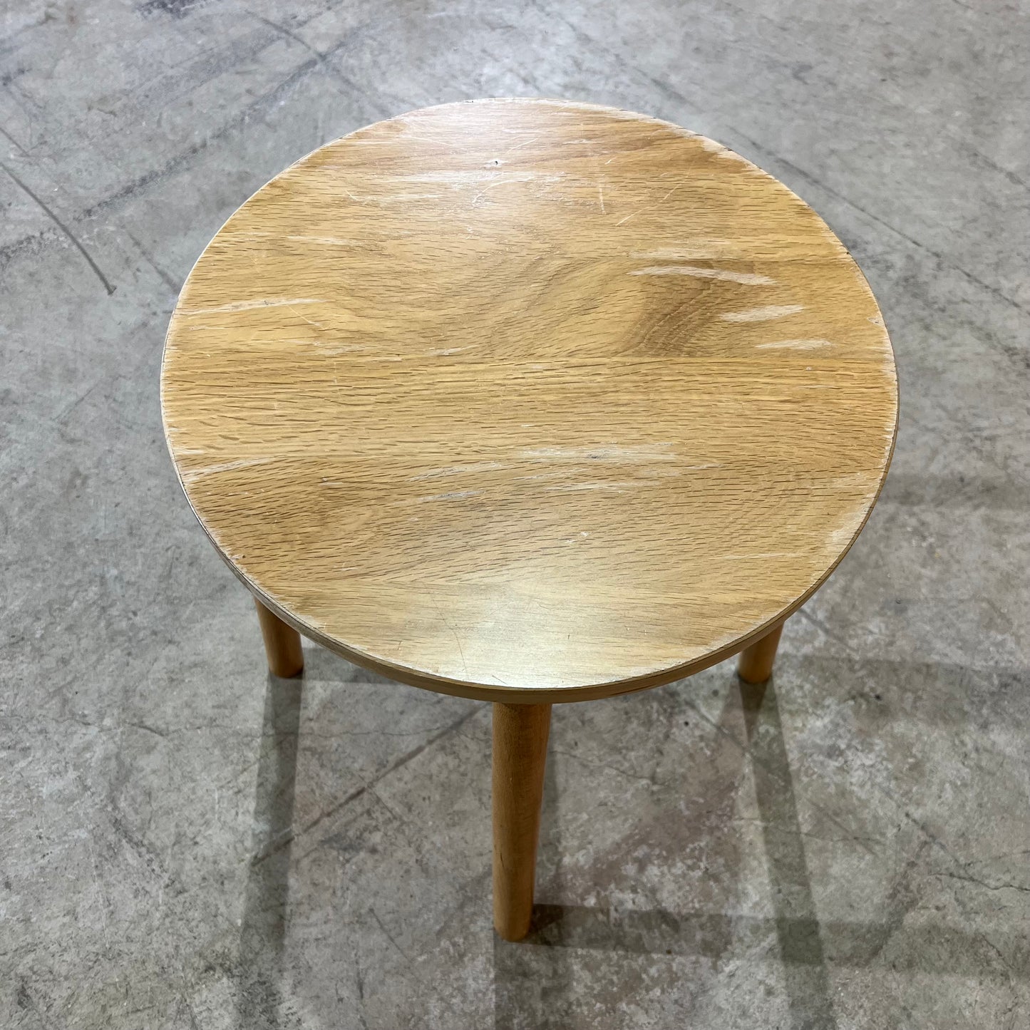 Round Timber Stool with Thin Legs