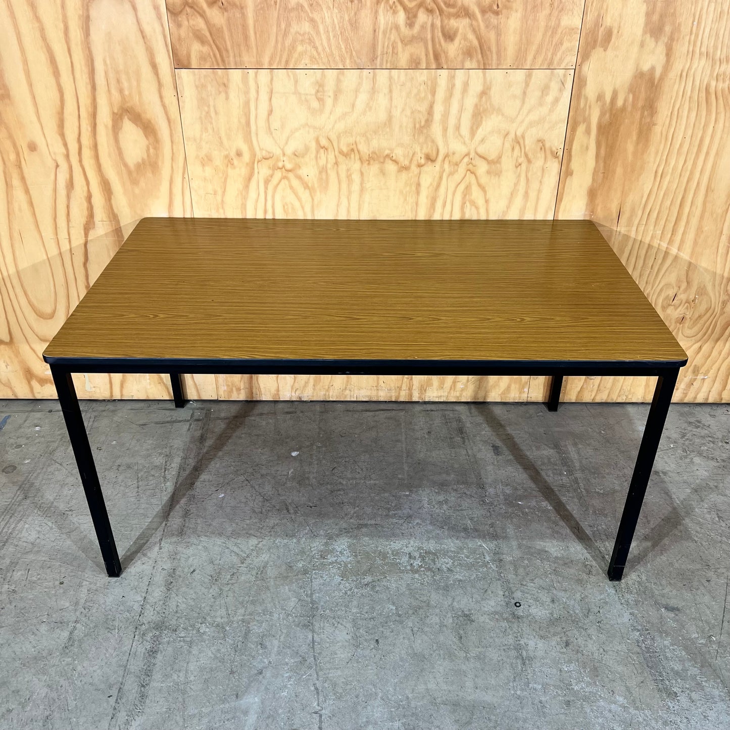 Timber Laminate Table with Black Metal Frame