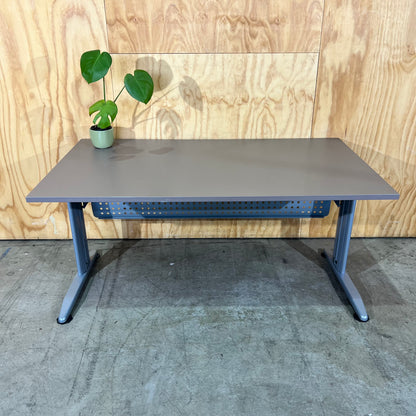 Rapidline Taupe Desk with Modesty Screen