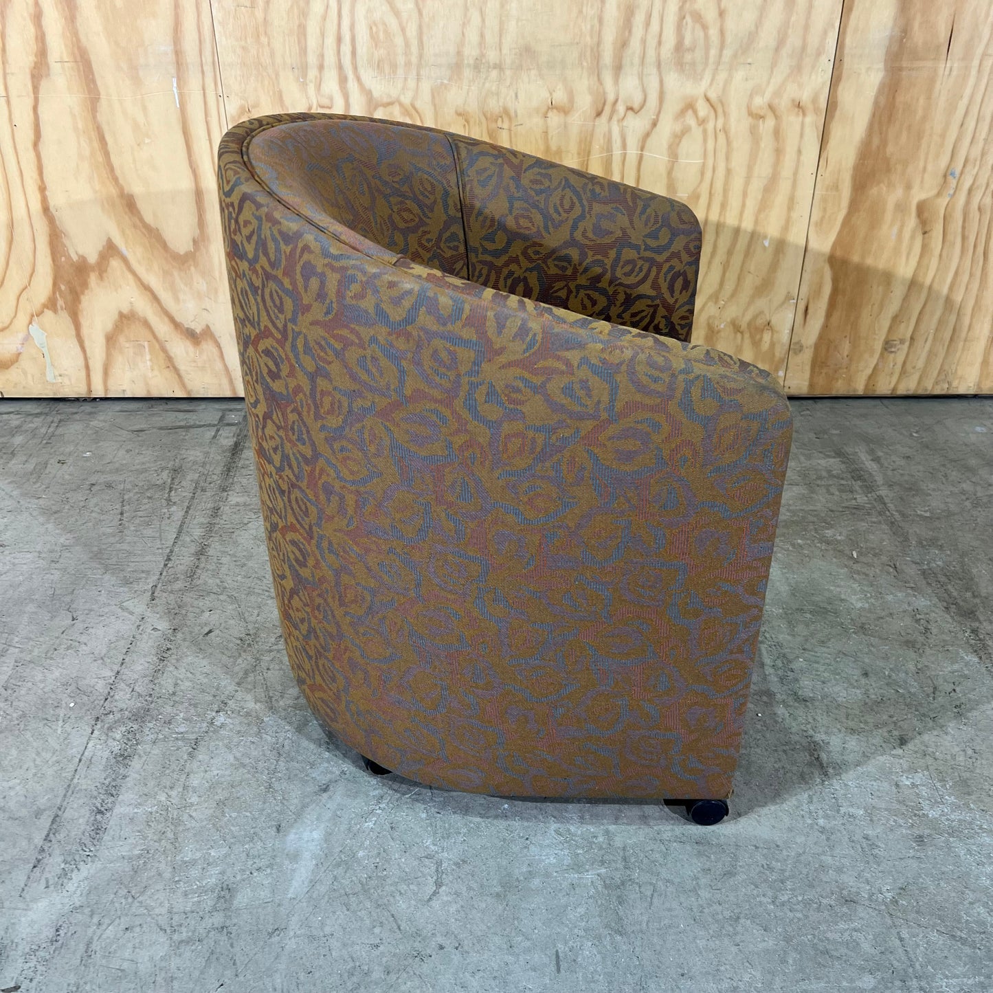 Upholstered Gold Deco Print Tub Chairs