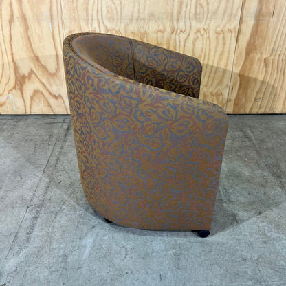 Upholstered Gold Deco Print Tub Chairs