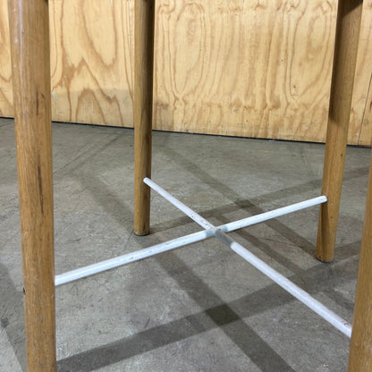 Round Timber Table with White Cross Base (Ash Finish)