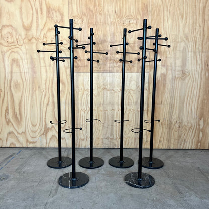 Black Metal Coat Rack with Ball Knobs and Marble Base