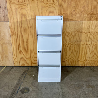White Metal Four Drawer Filing Cabinet