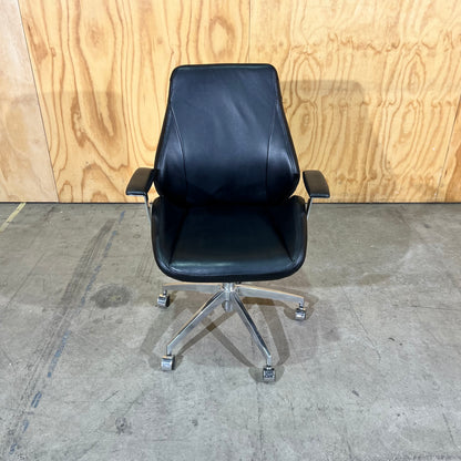 Black leather executive chair with arms