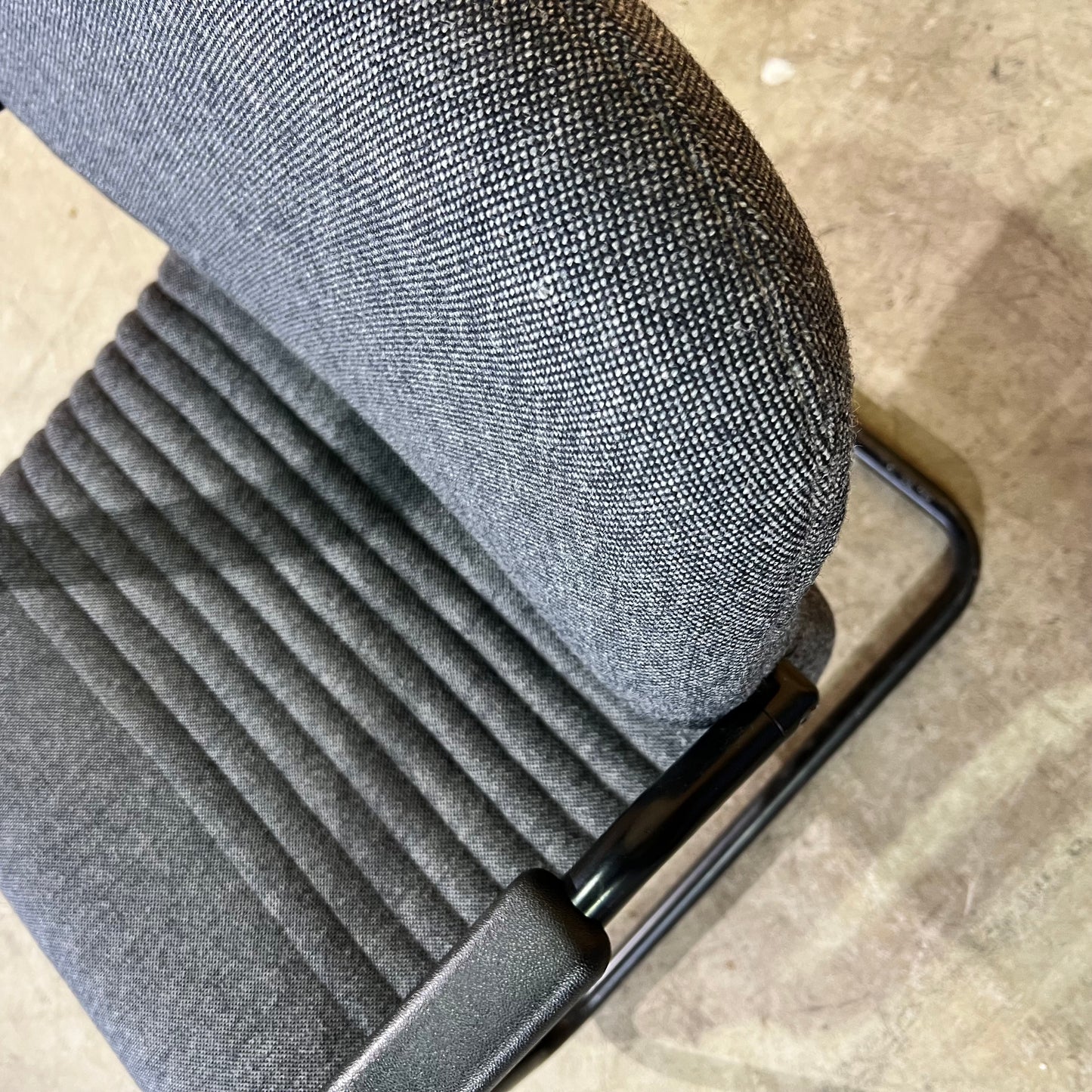 Commercial Upholstered Grey Sled Chair with Arms