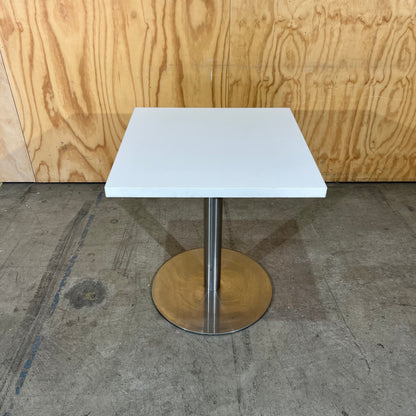 White Square Cafe Table on Chrome Base